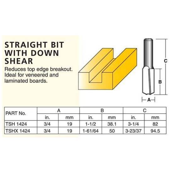 Straight Router Bit With Down Shear