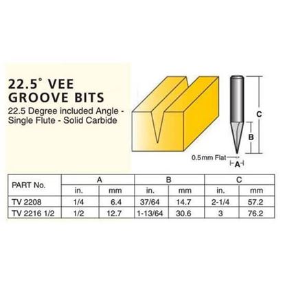 Edge And Face Forming 22.5° Vee Groove Bits