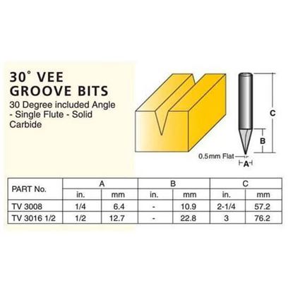 Edge And Face Forming 30° Vee Groove Bits